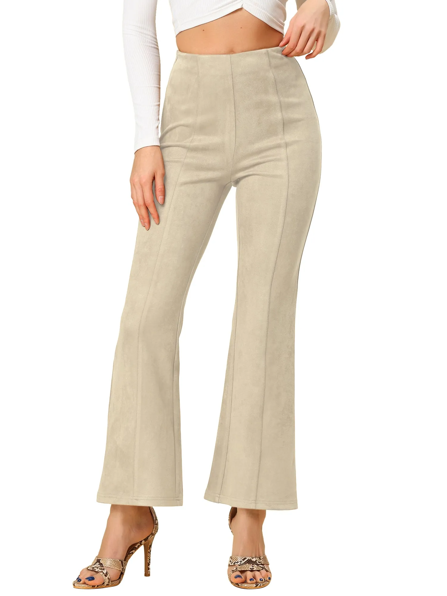 Faux Suede Wide Leg Casual Business Flared Bell Pants