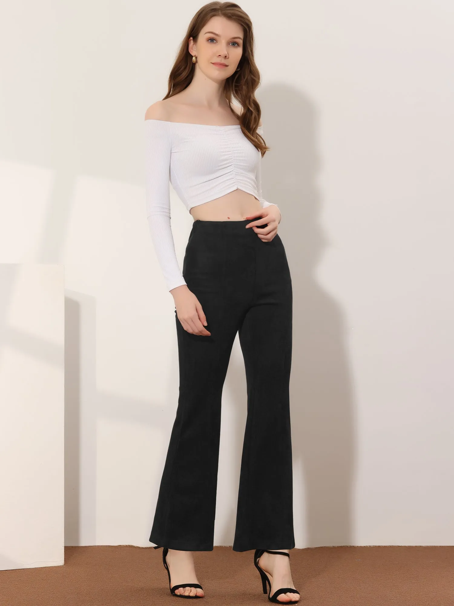 Faux Suede Wide Leg Casual Business Flared Bell Pants