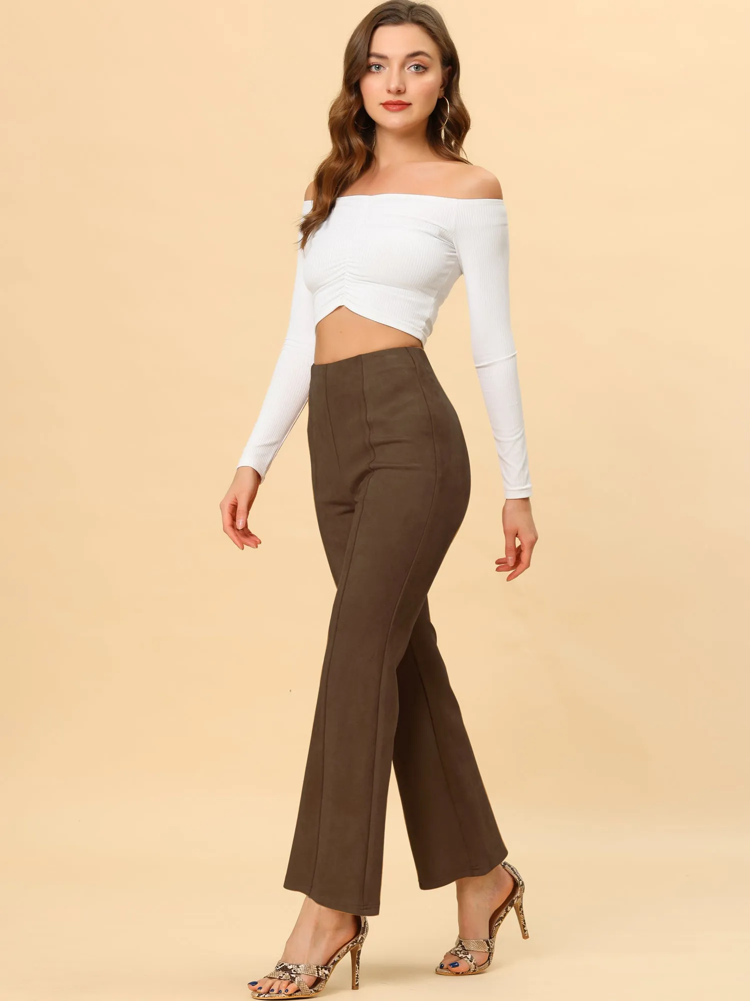 Faux Suede Wide Leg Casual Business Flared Bell Pants