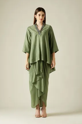 Fern Green Tunic & Drape Skirt Co-Ord Set