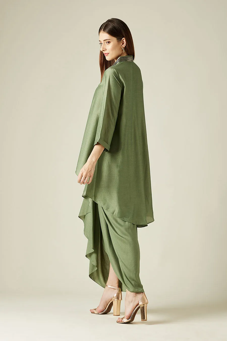 Fern Green Tunic & Drape Skirt Co-Ord Set