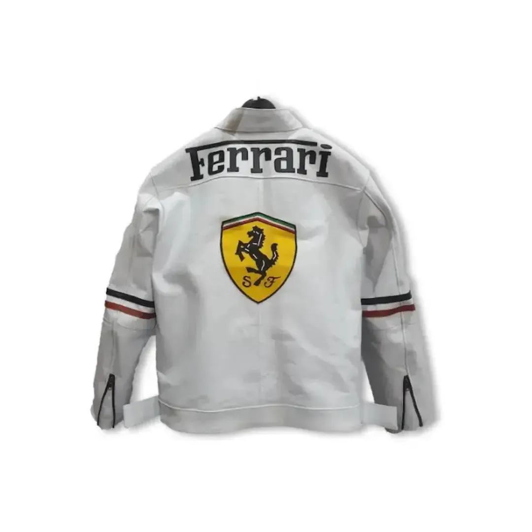 Ferrari White Leather Jacket