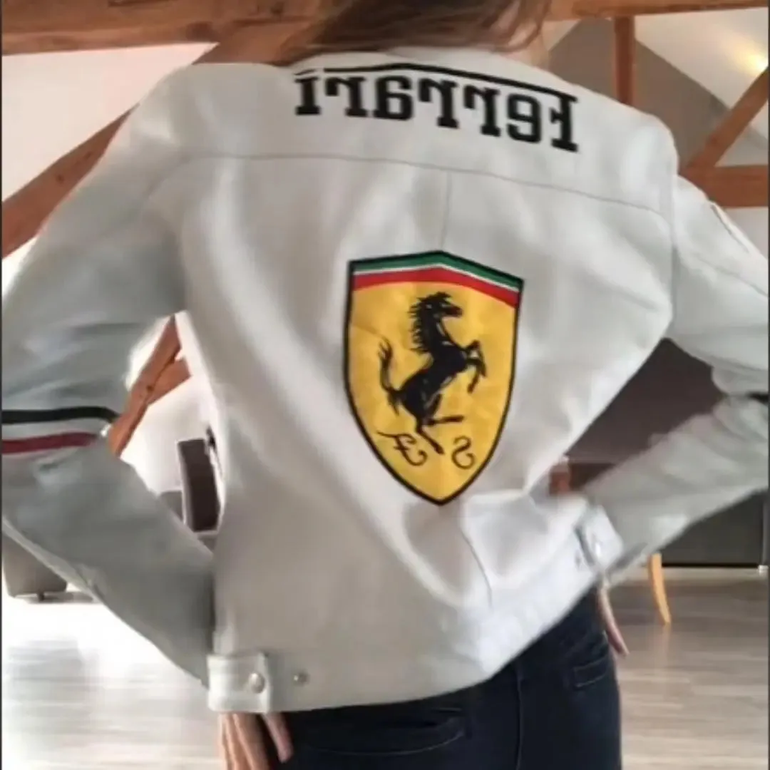 Ferrari White Leather Jacket