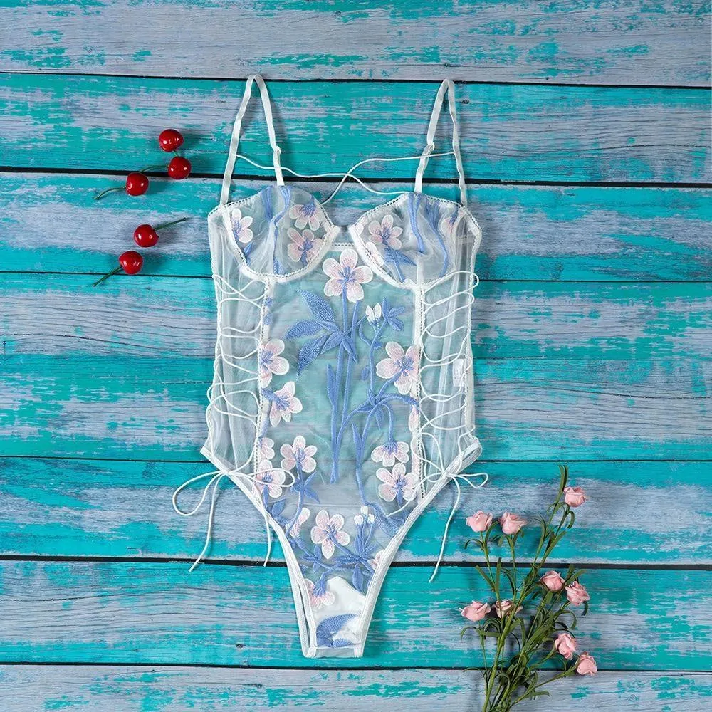 Floral Mesh Bodysuit (Up to 4XL)