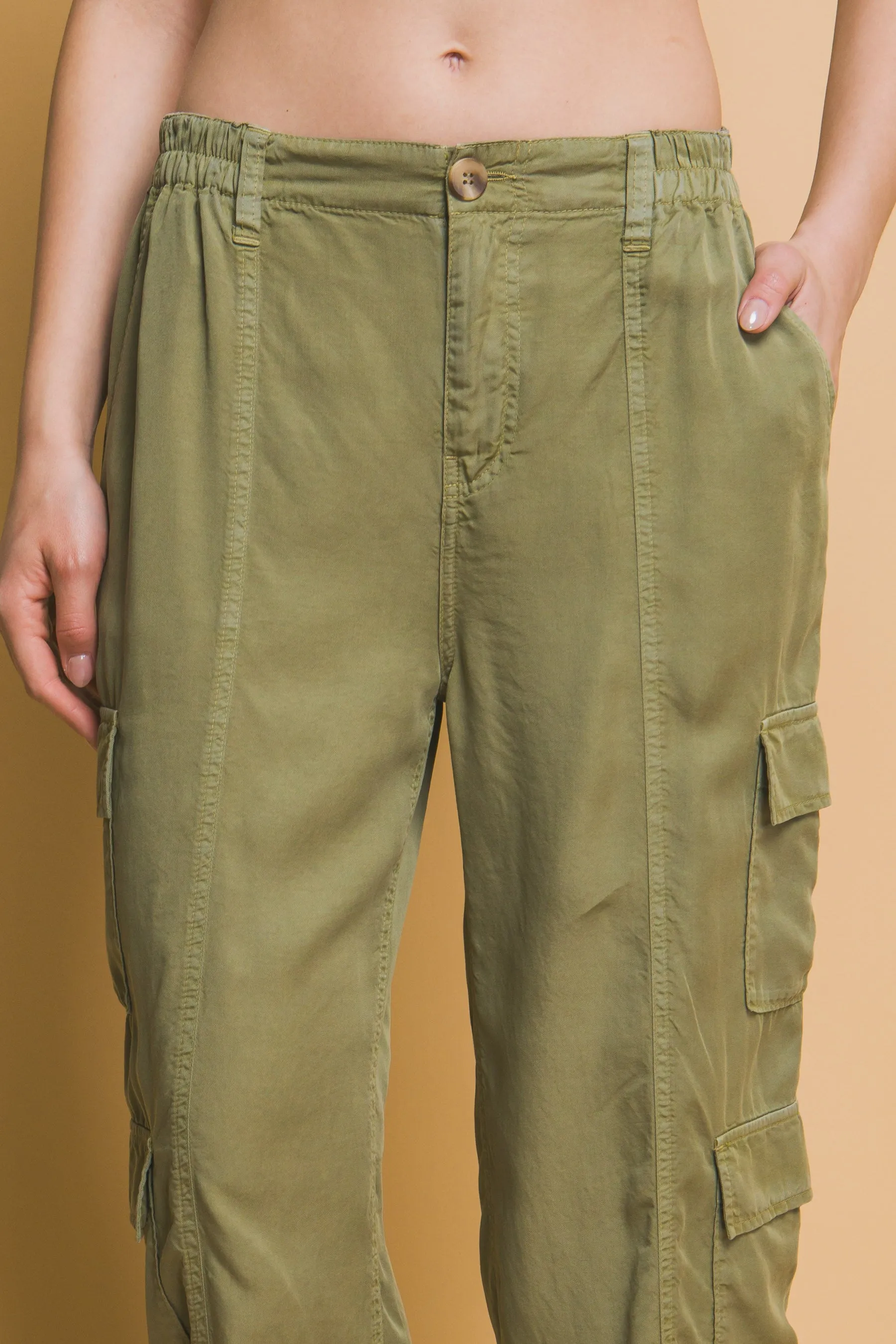 Full-length Tencel Pants With Cargo Pockets