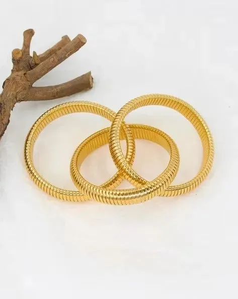 Fuschianet Flexible Waterproof Golden Spiral Triple Layer Hoop Bangle Bracelet