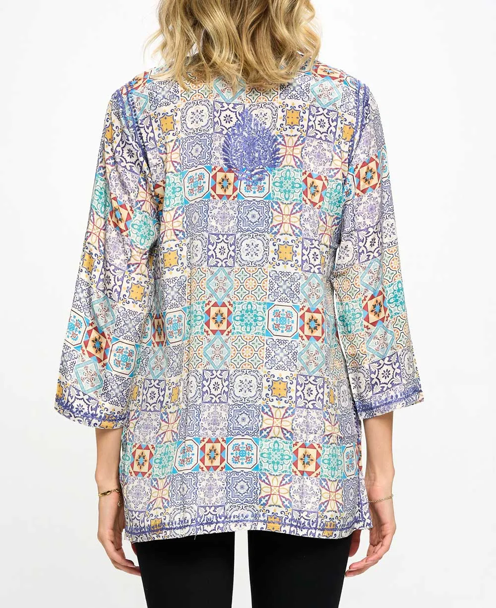 Geometric Print Embroidered Tunic