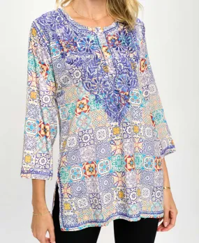 Geometric Print Embroidered Tunic