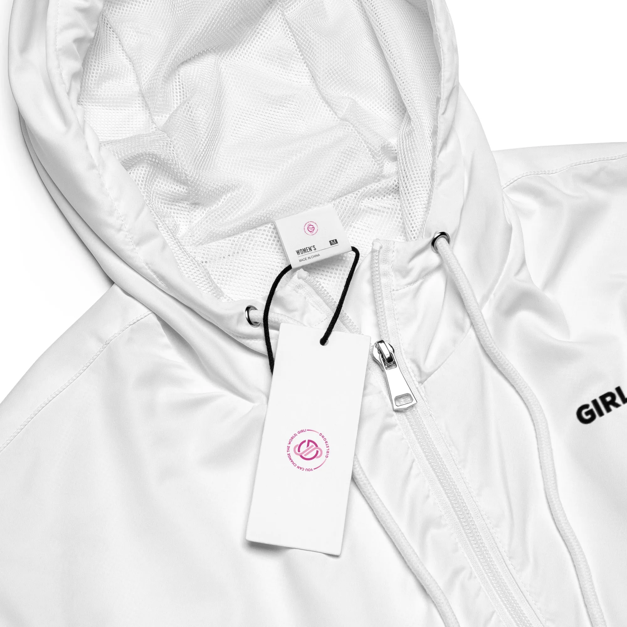 GIRLFRIEND PULLOVER CROP WINDBREAKER WHITE GIRLSTRONG