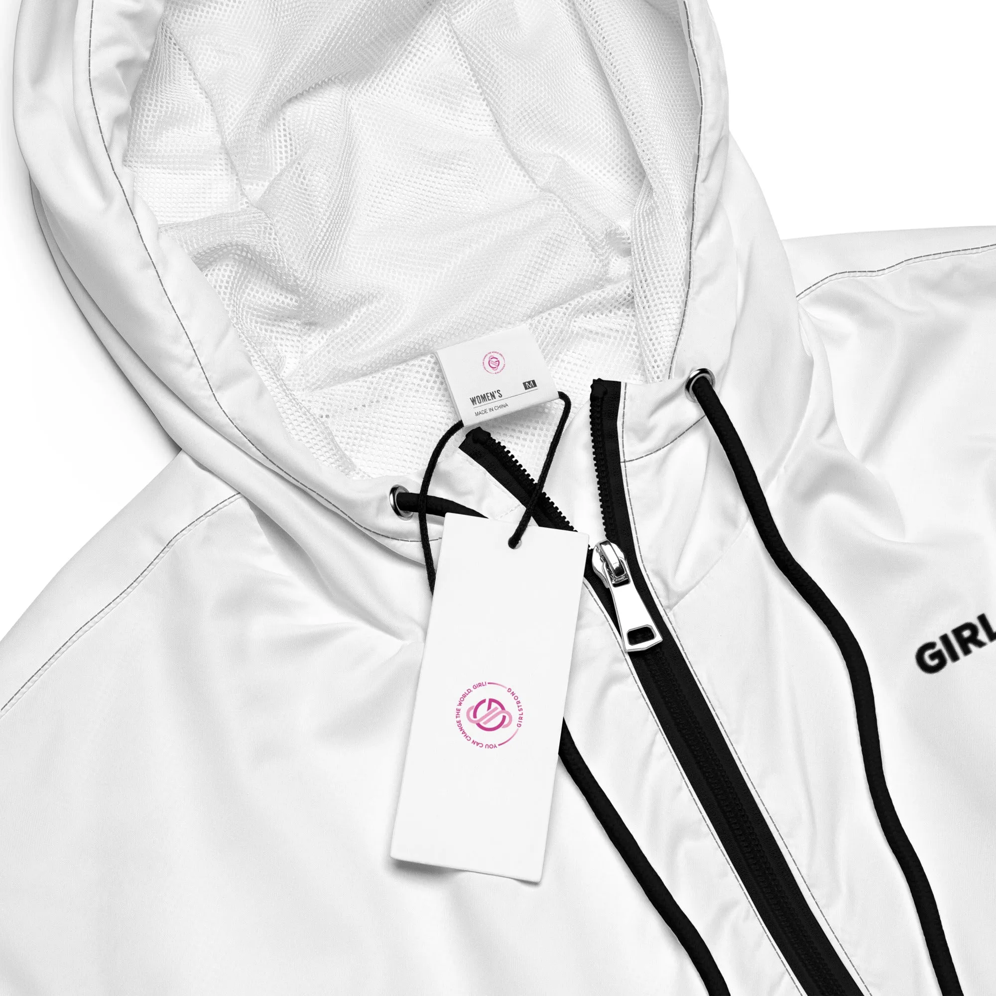 GIRLFRIEND PULLOVER CROP WINDBREAKER WHITE GIRLSTRONG