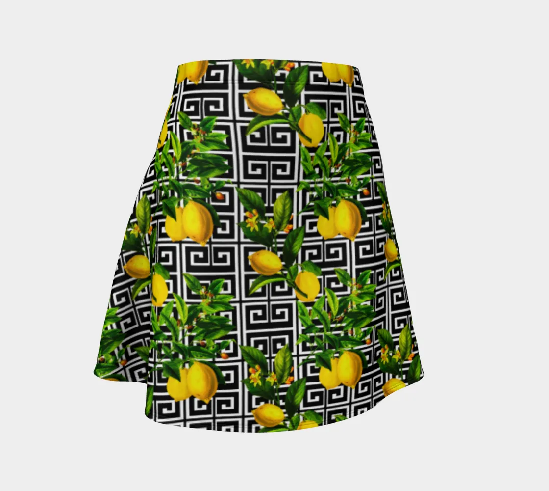 Greek Key Citrus Flare Skirt