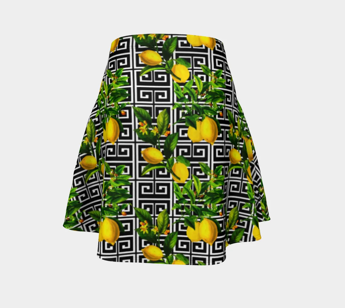 Greek Key Citrus Flare Skirt