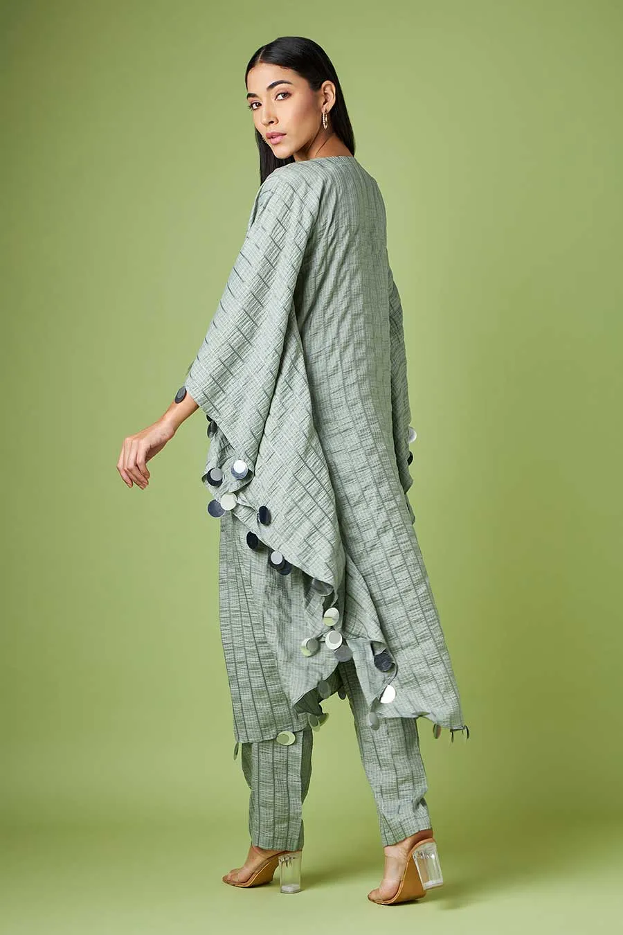 Grey Embellished Kaftan & Pant Co-Ord Set