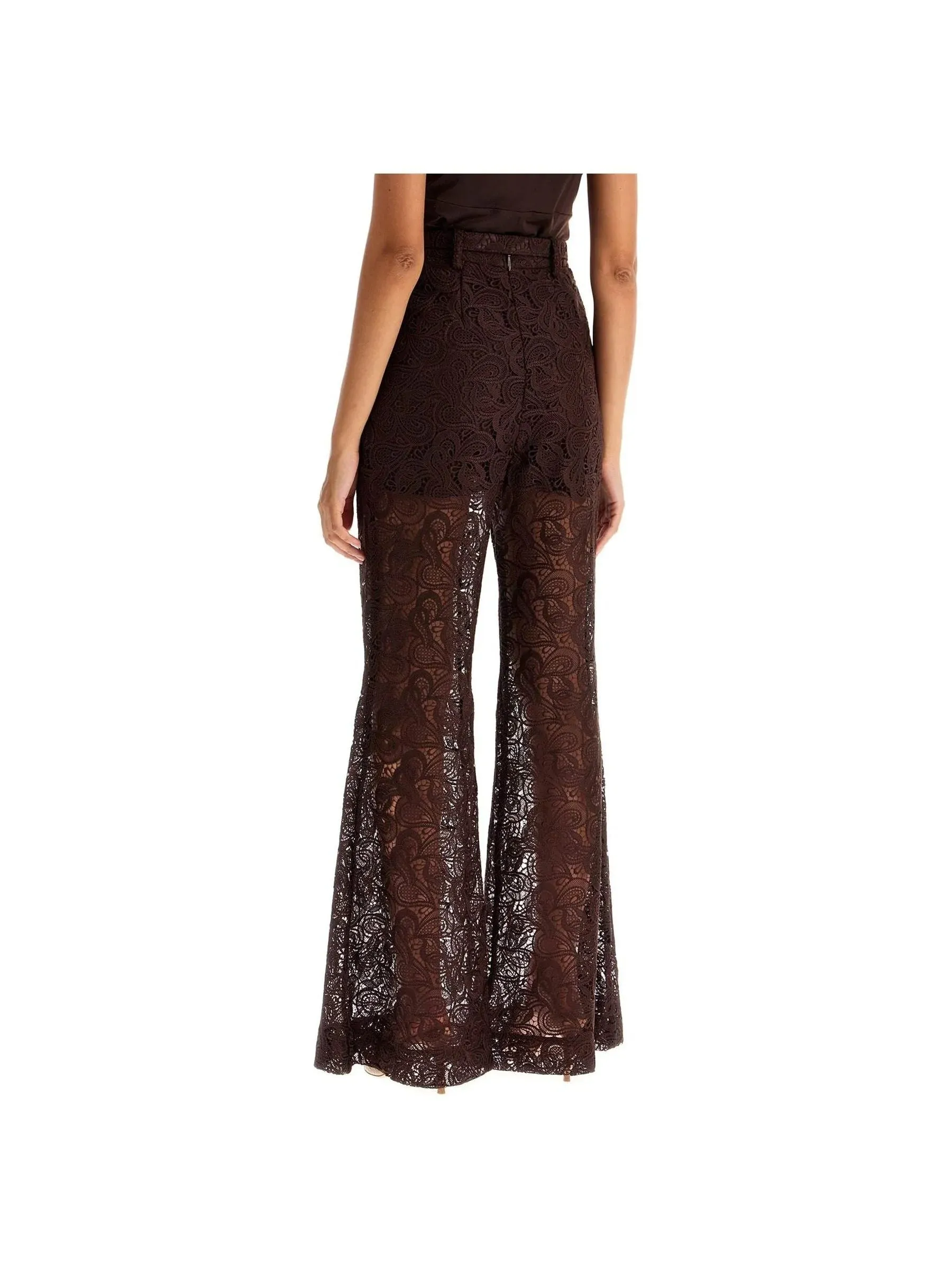 Guipure Lace High-Waisted Trousers