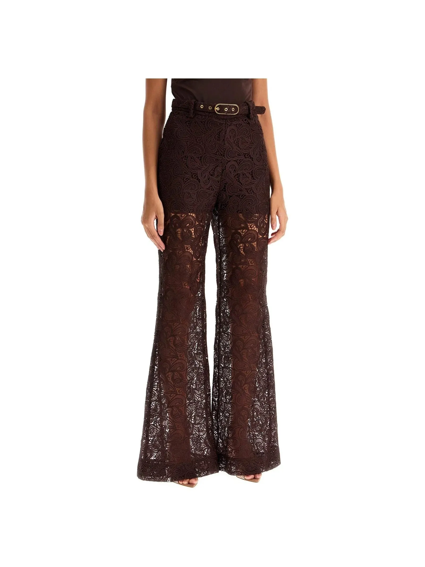 Guipure Lace High-Waisted Trousers