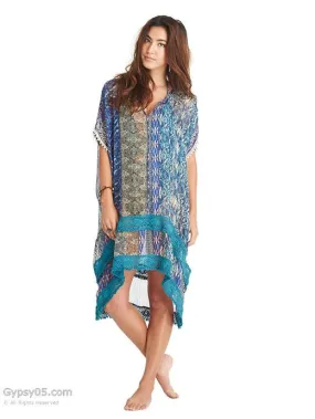 Gypsy05 Jaipur Printed Silk Hi/Lo Poncho