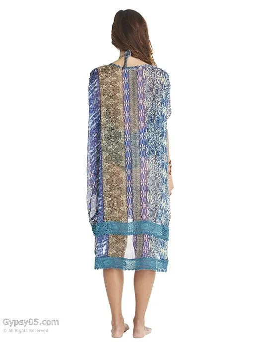 Gypsy05 Jaipur Printed Silk Hi/Lo Poncho