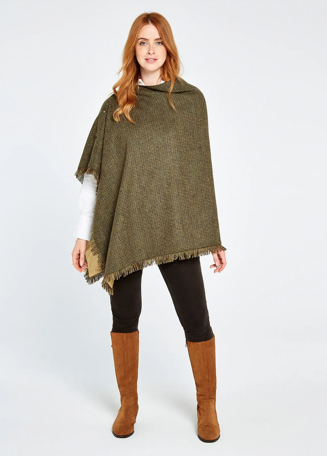 Hazelwood Tweed Poncho, Heath