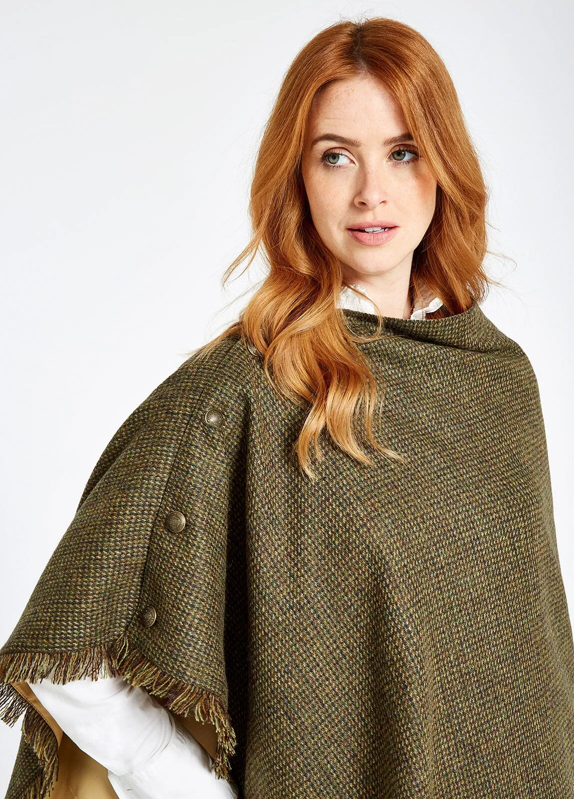 Hazelwood Tweed Poncho, Heath