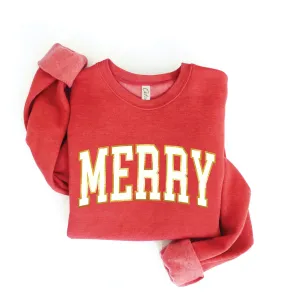 HEATHER RED MERRY FOIL Graphic Sweatshirt