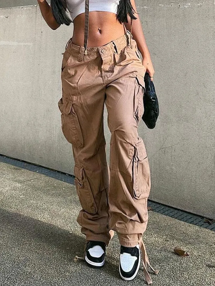 HIGH WAIST  Cargo WIDE POCKET BAGGY PANTS