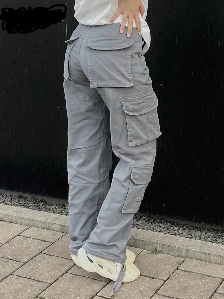 HIGH WAIST  Cargo WIDE POCKET BAGGY PANTS