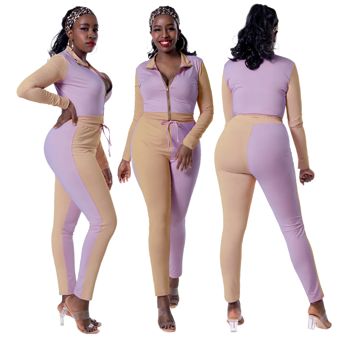 High Waist Color-Switch Pants Set