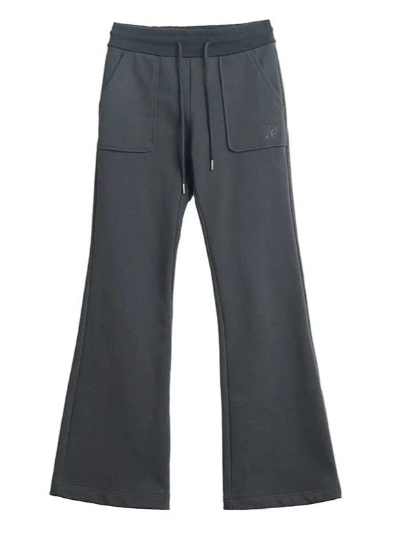 high waist drawstring stretch mopping flared pants