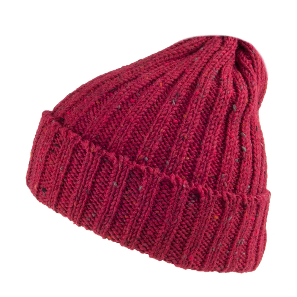 Highland 2000 Kilcarra Wool Cuffed Beanie Hat - Burgundy