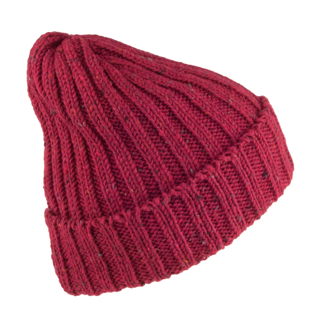 Highland 2000 Kilcarra Wool Cuffed Beanie Hat - Burgundy