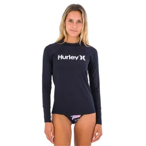 Hurley Womens One & Only Solid Mock Neck Long Sleeve UV Rashguard - Black/White