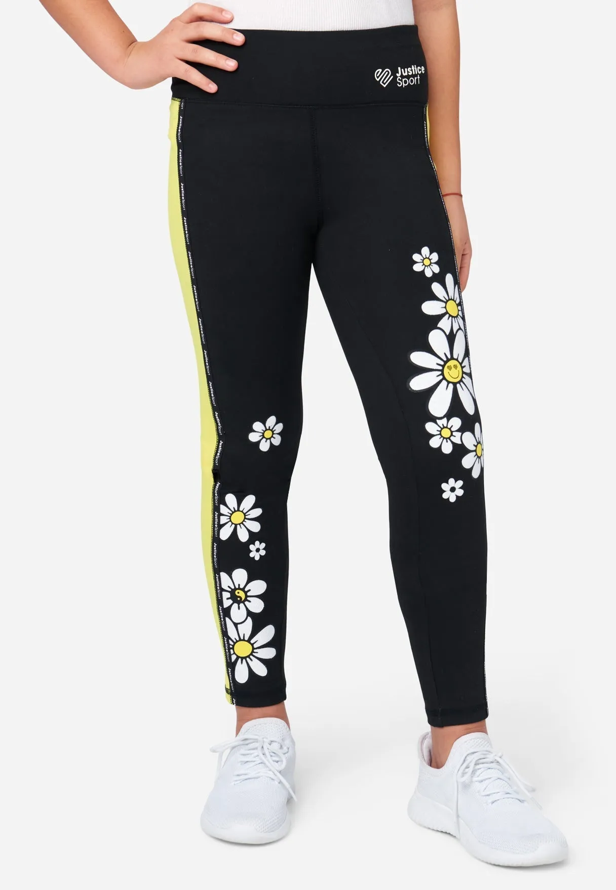 J Sport Black & Yellow Daisy Leggings