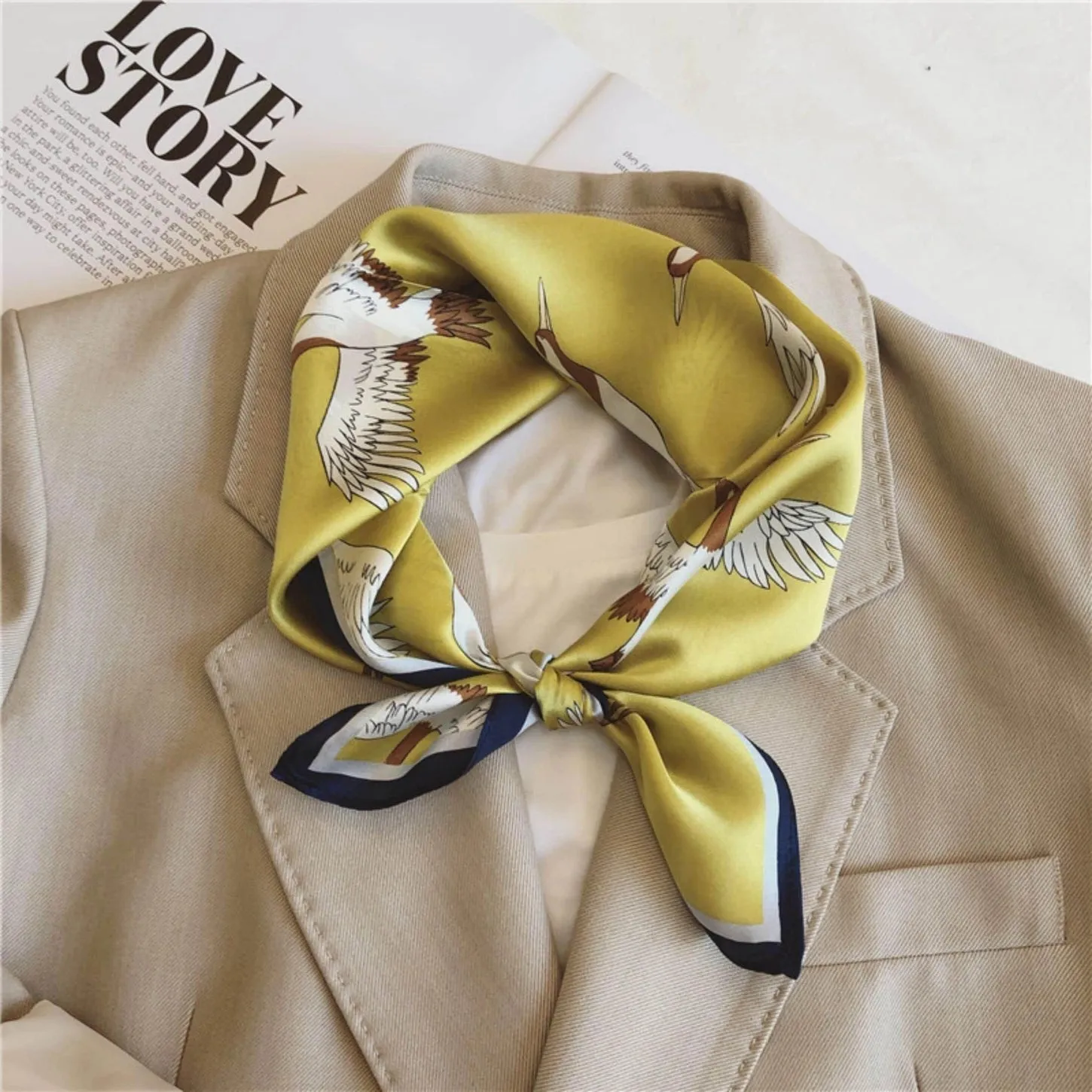 Japanese Silk Scarf - Gold