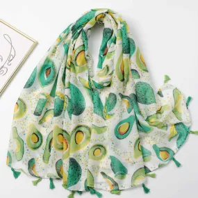 JY240608   Avocado printed silk scarf