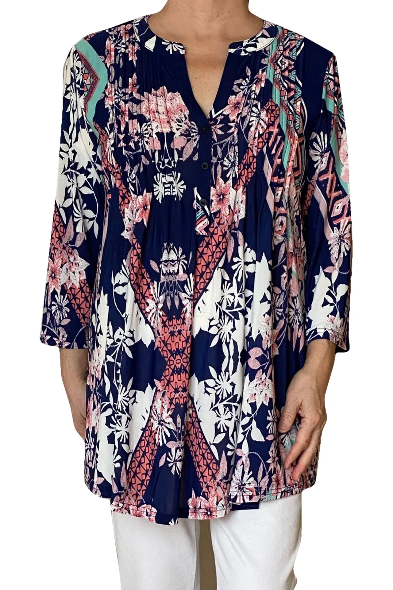 La Cera Key West Deco Print Tunic