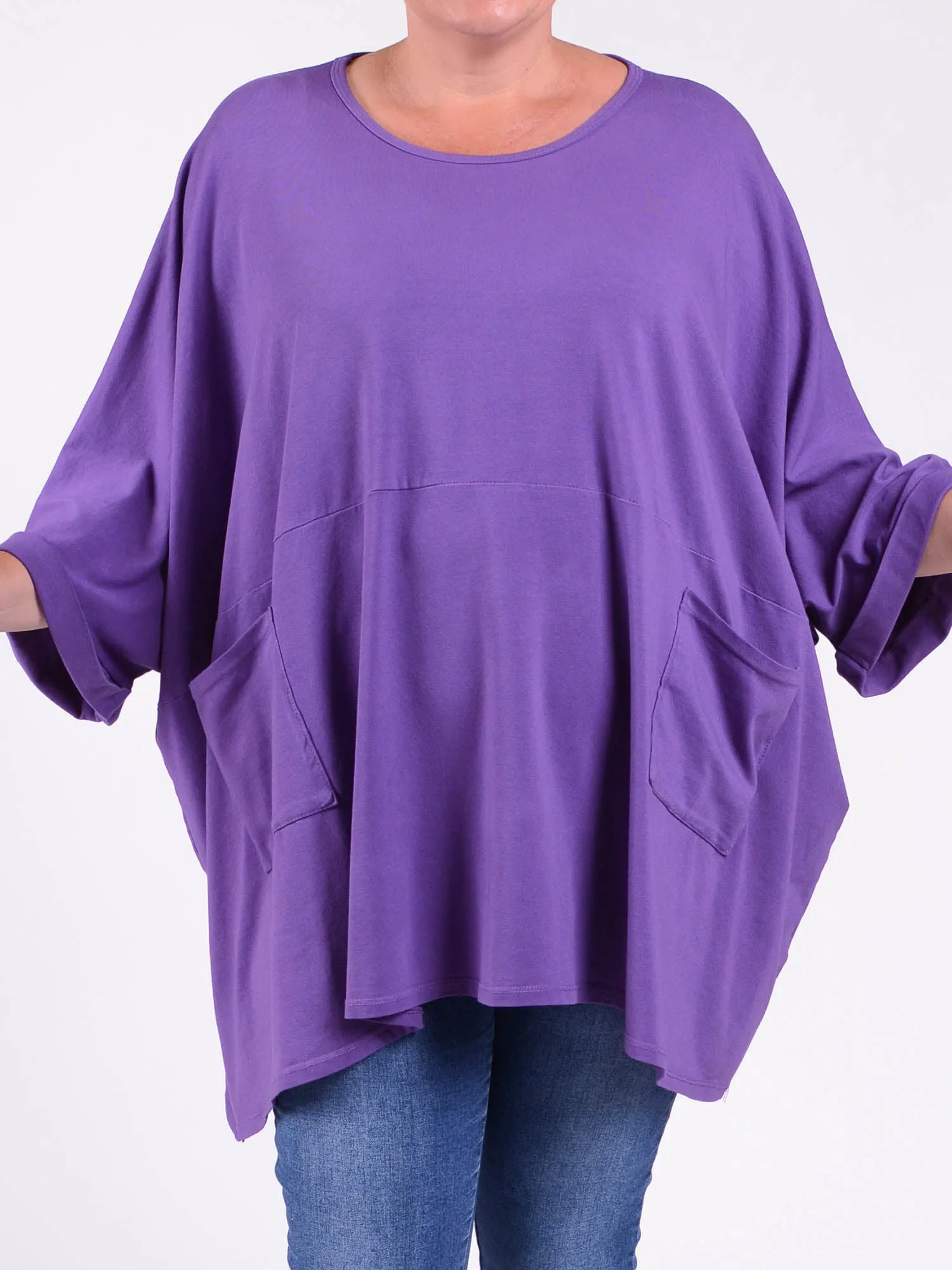 Lagenlook Oversized Jersey Cotton Tunic -10077C PLAIN