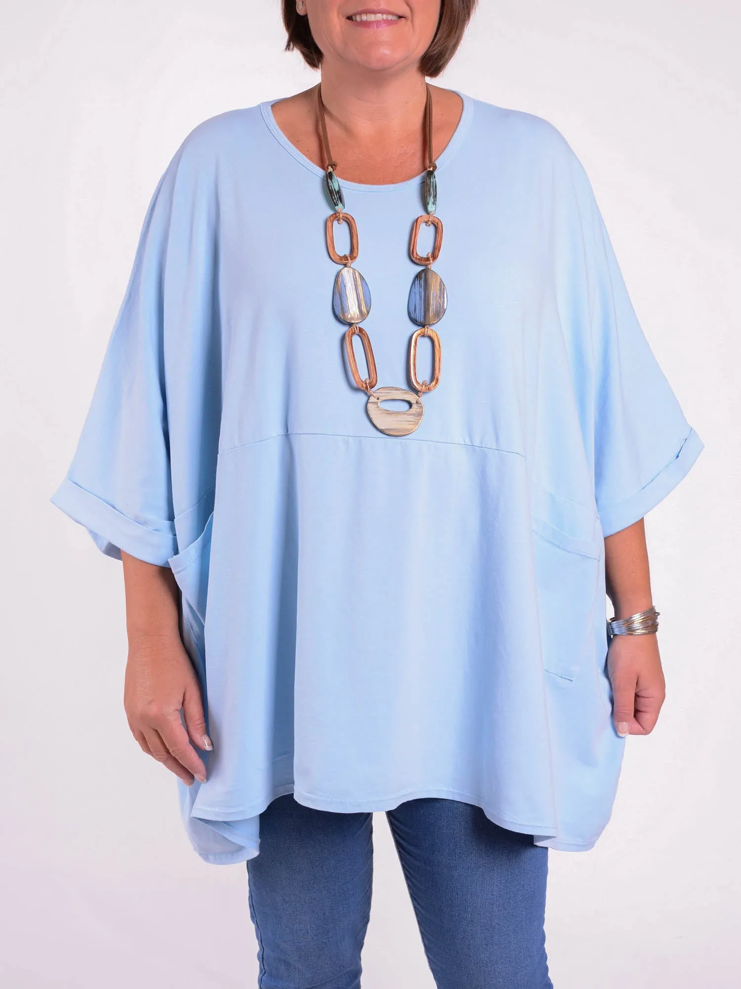 Lagenlook Oversized Jersey Cotton Tunic -10077C PLAIN