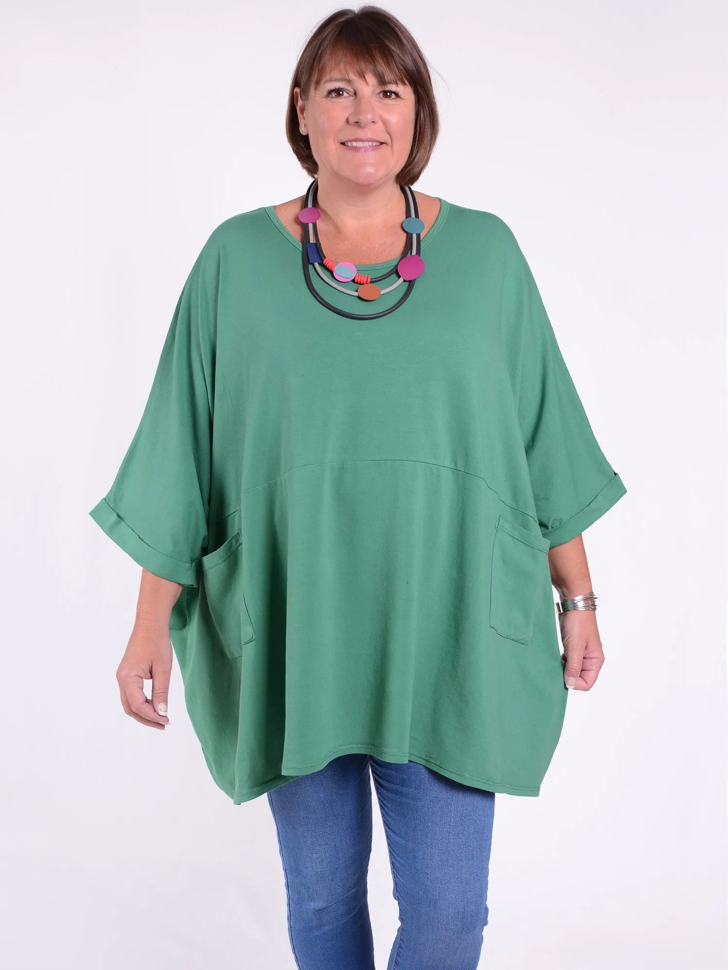 Lagenlook Oversized Jersey Cotton Tunic -10077C PLAIN