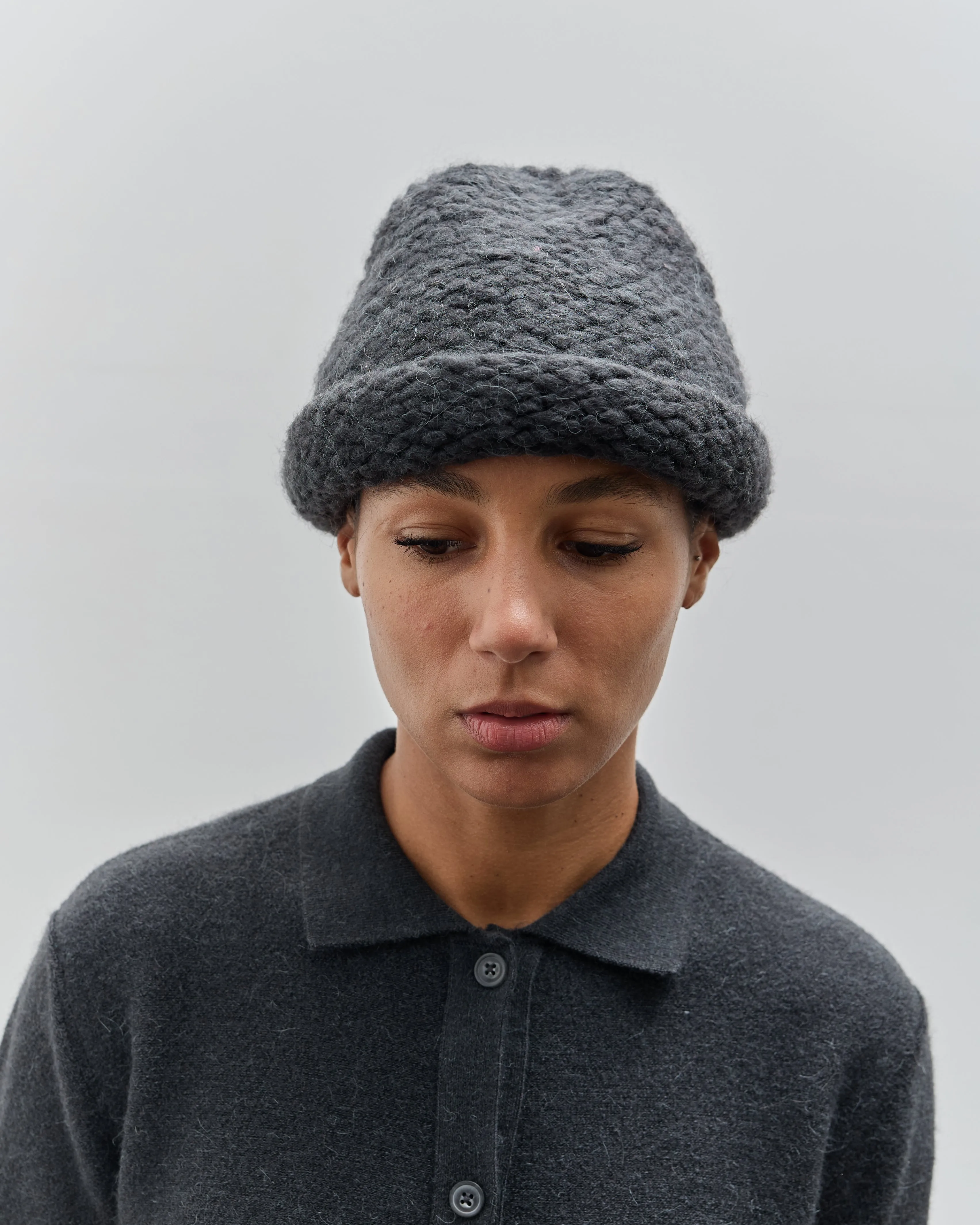 Lauren Manoogian Handknit Purl Roll Hat, Ink