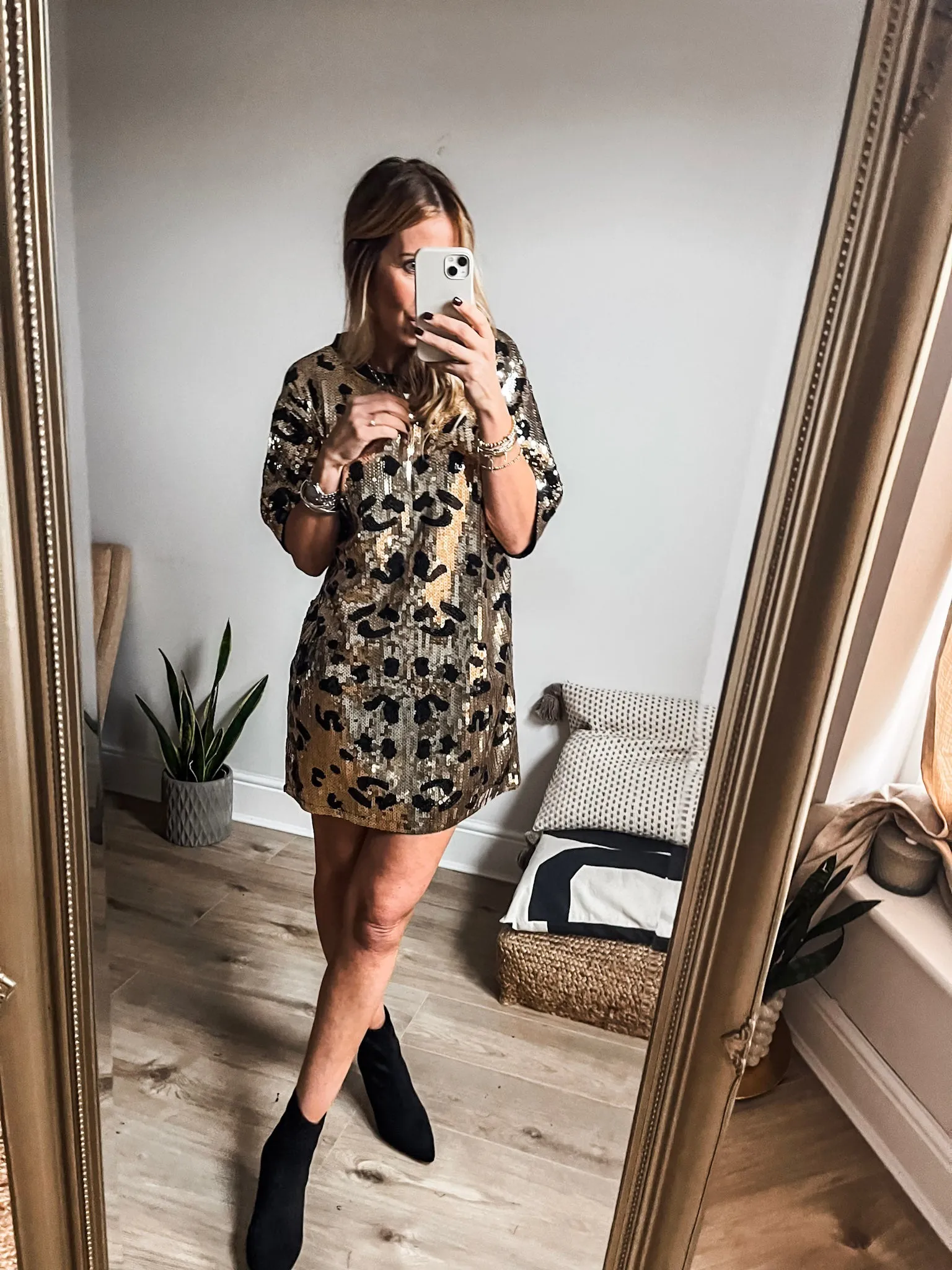 Leopard Sequin Tunic Dress