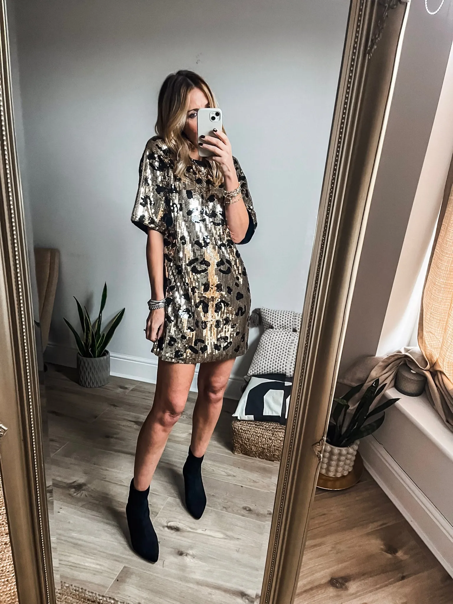 Leopard Sequin Tunic Dress