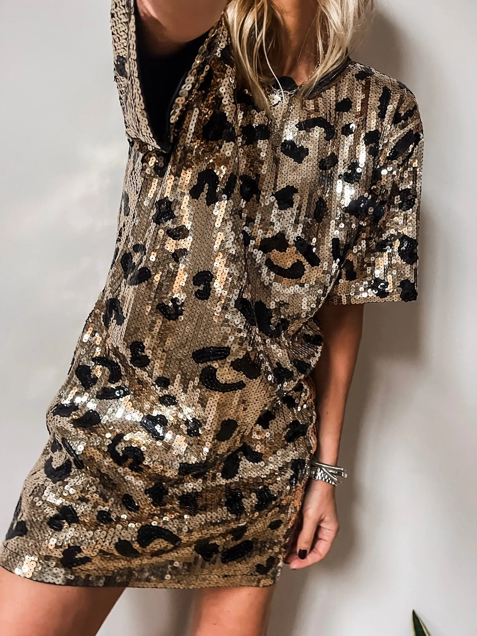 Leopard Sequin Tunic Dress