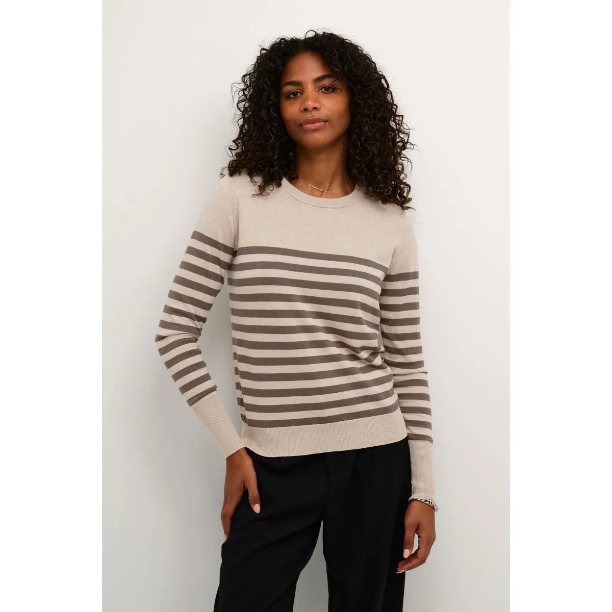 Lizza striped pullover feather grey/brown stripe