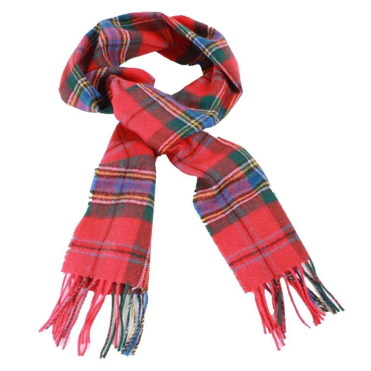 Locharron of Scotland Bowhill Maclean of Duart Modern Lambswool Tartan Scarf - Red/Green/Blue