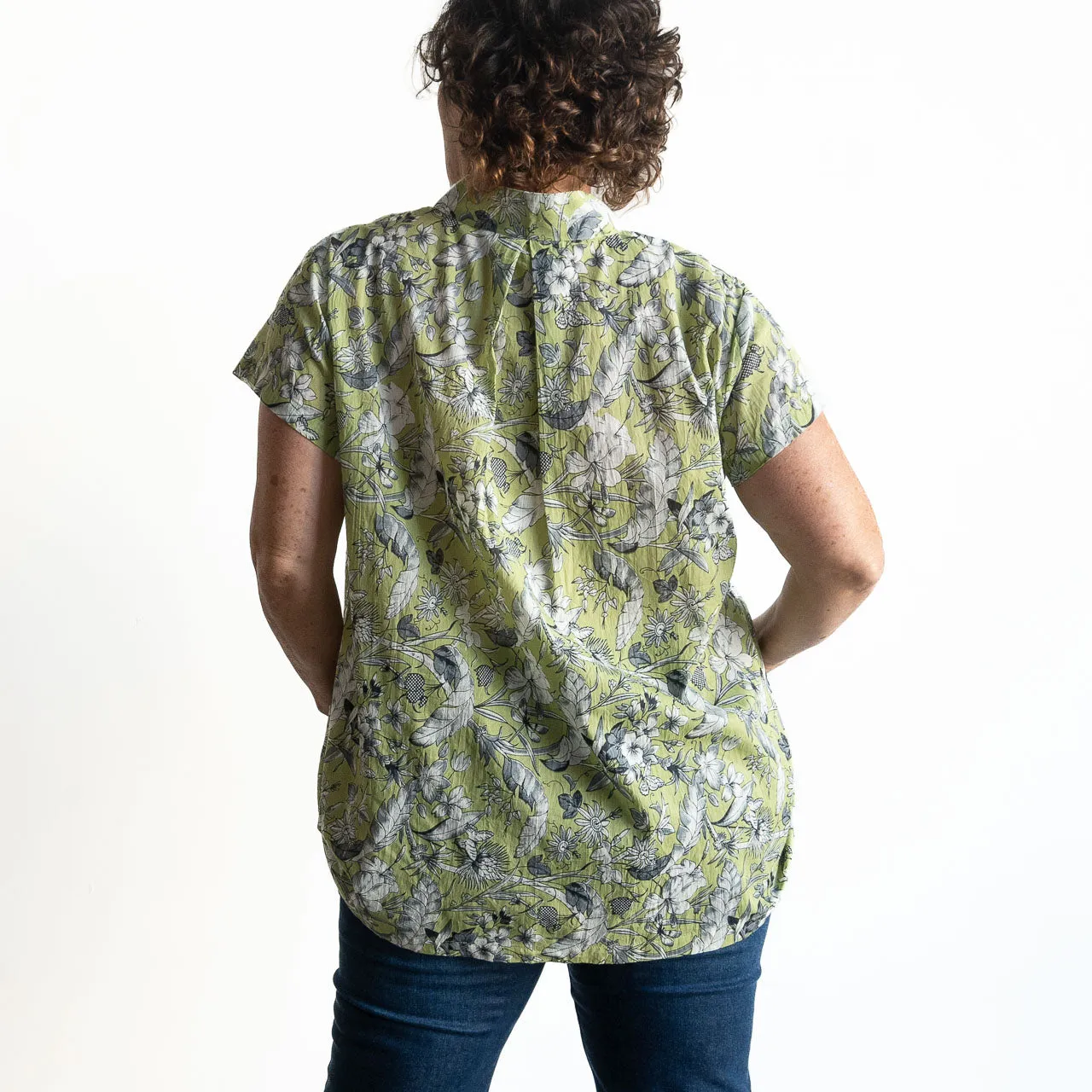 Loose Fit Cotton Tunic Top by KOBOMO - Botanical