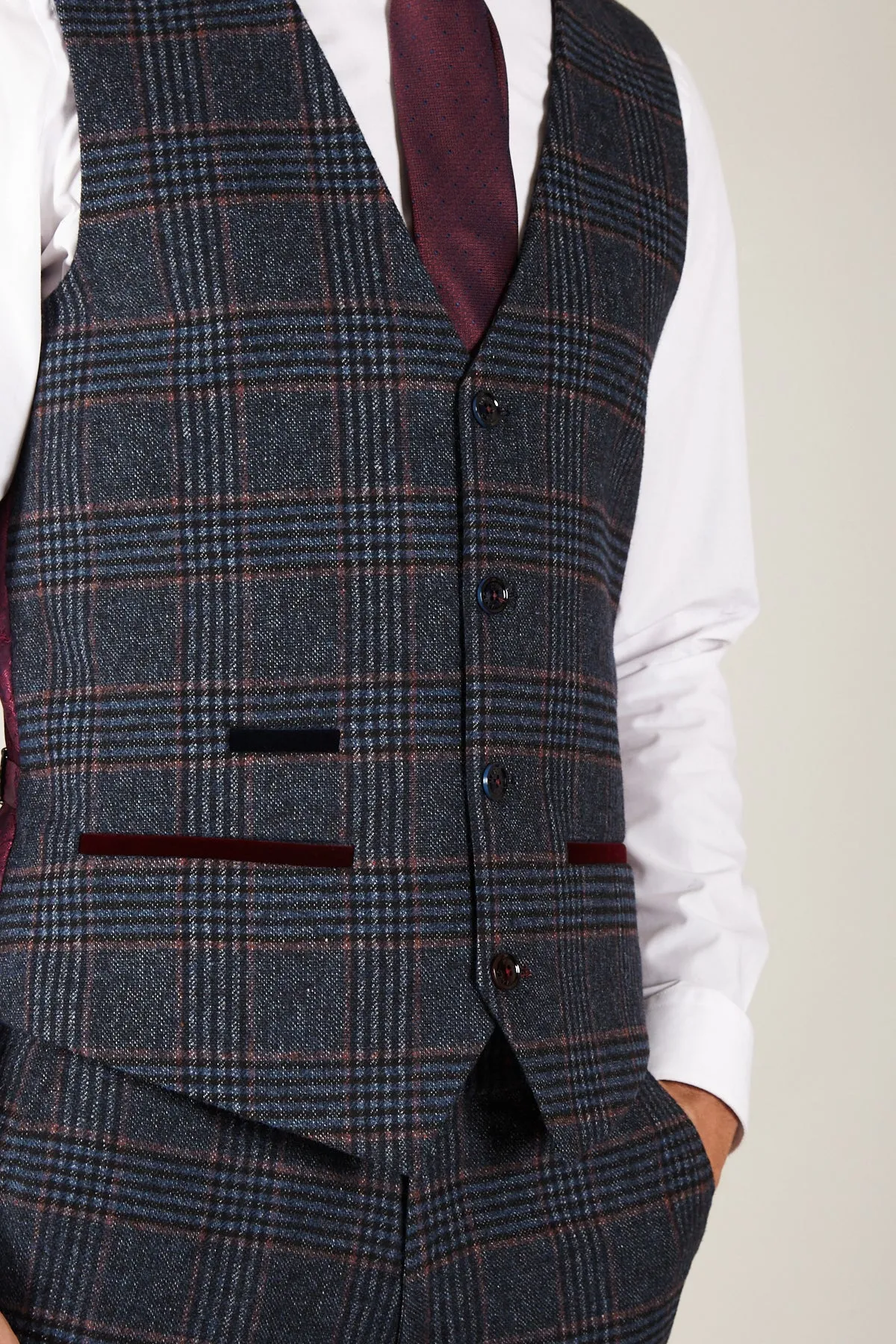 LUCA - Navy Check Tweed Waistcoat