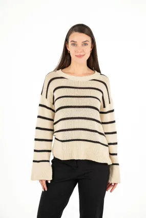 M Made in Italy – Tunic Length Crew-Neck Sweater With Long Sleeves And Cuff Slits