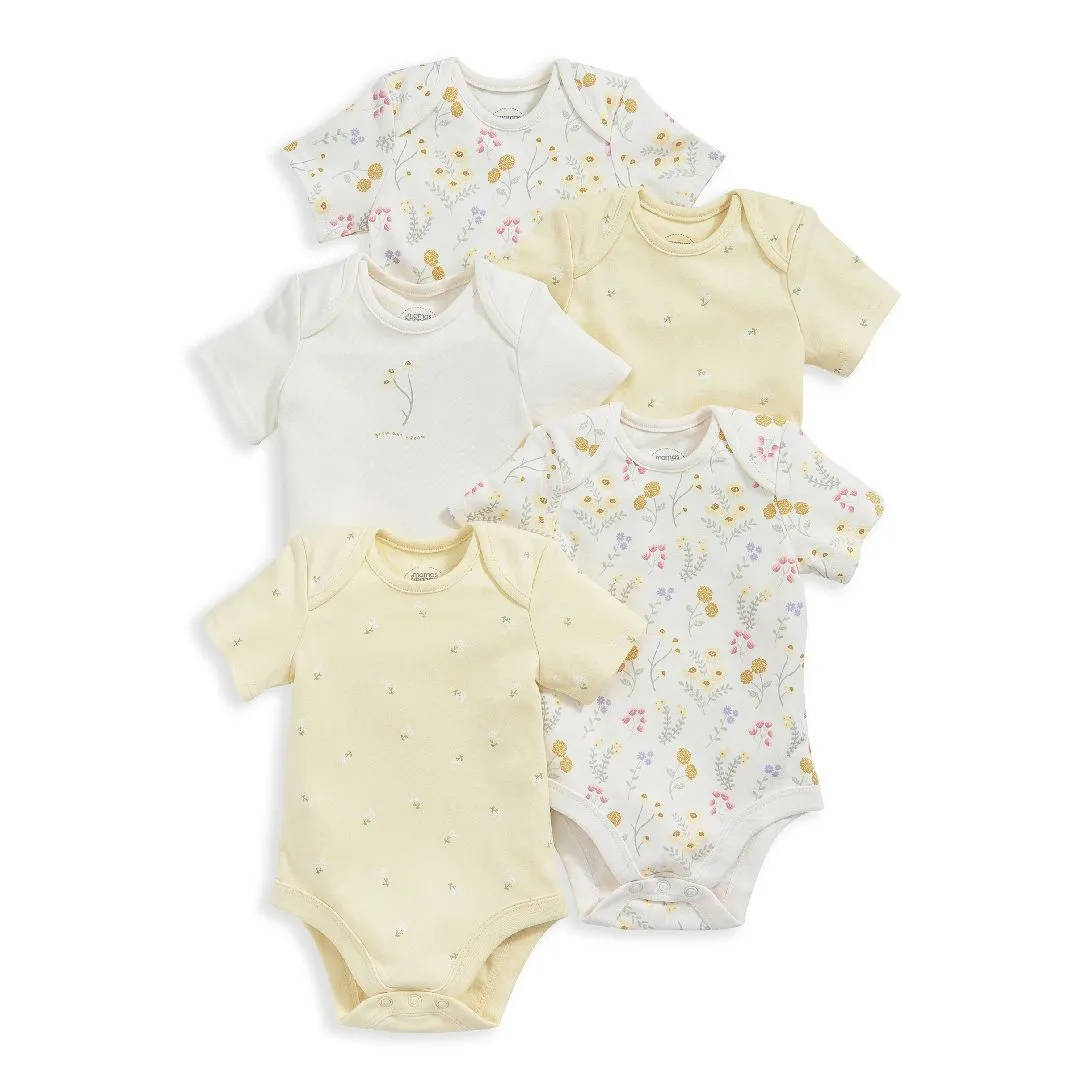 Mamas and Papas Garden Short Sleeve Bodysuits - 5 Pack