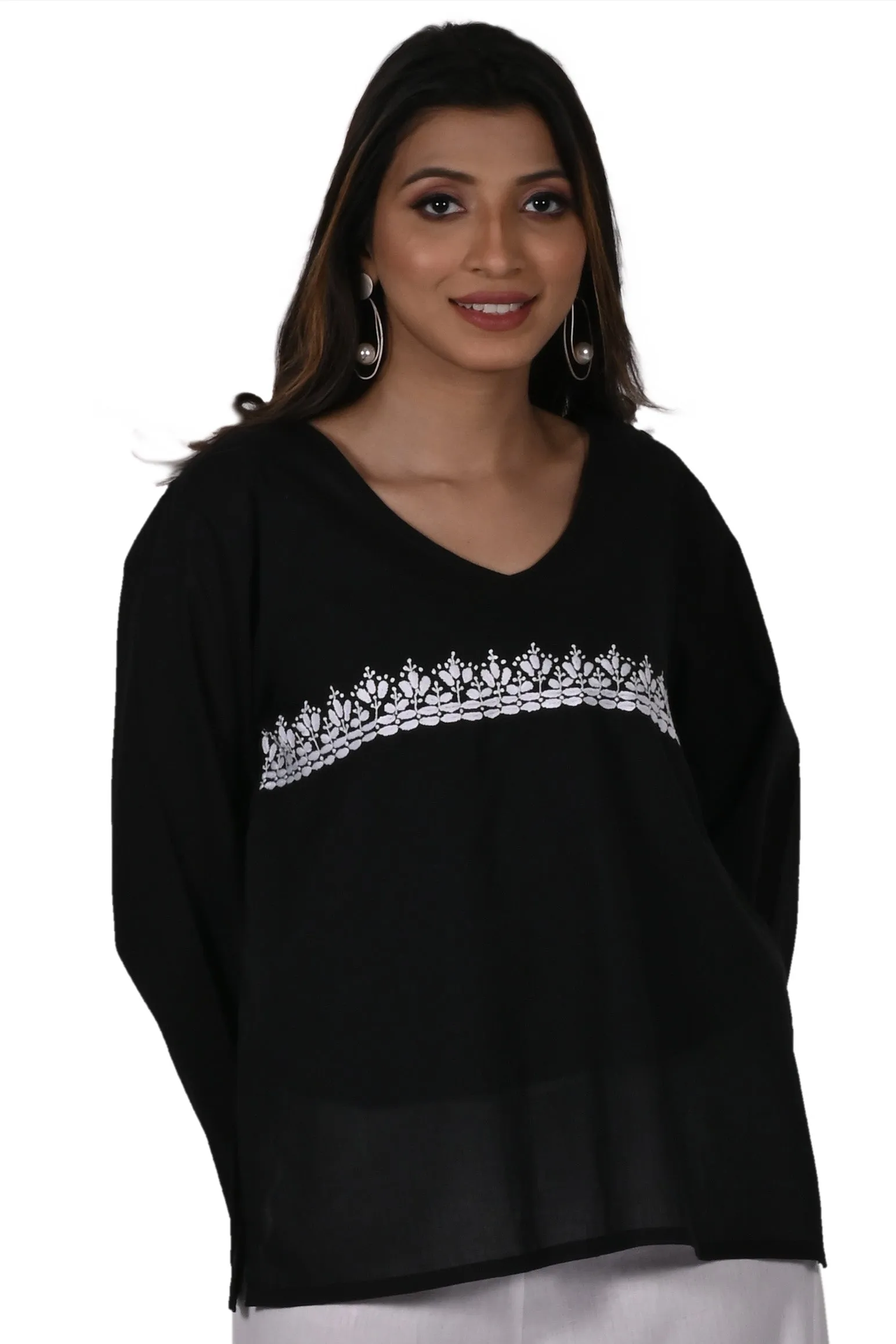 MANU Pure Cotton Hand Embroidered Tunic Top Blouse