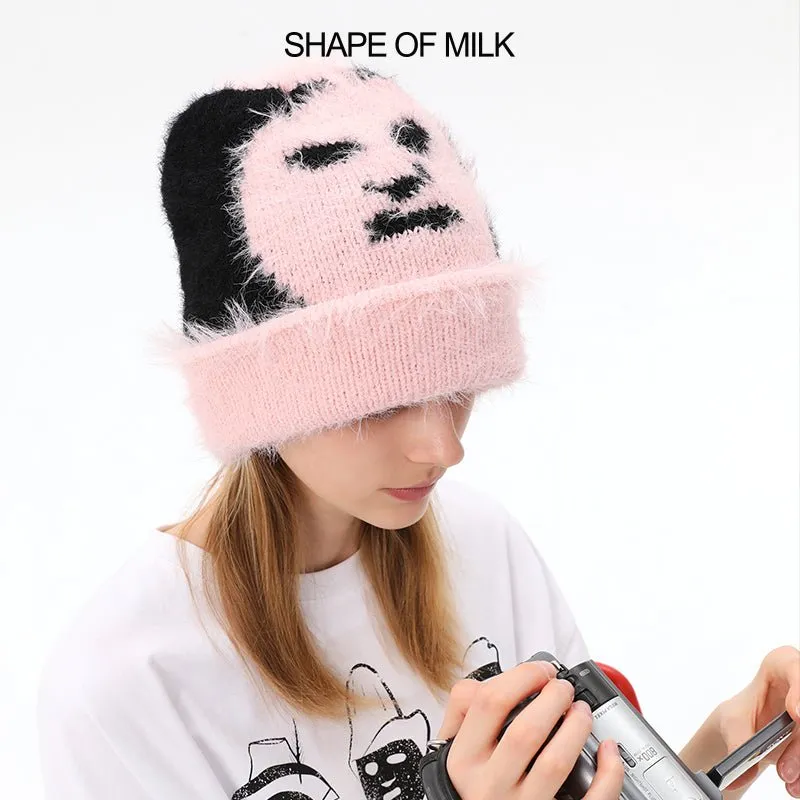 Mask Face Pattern Knit Hat